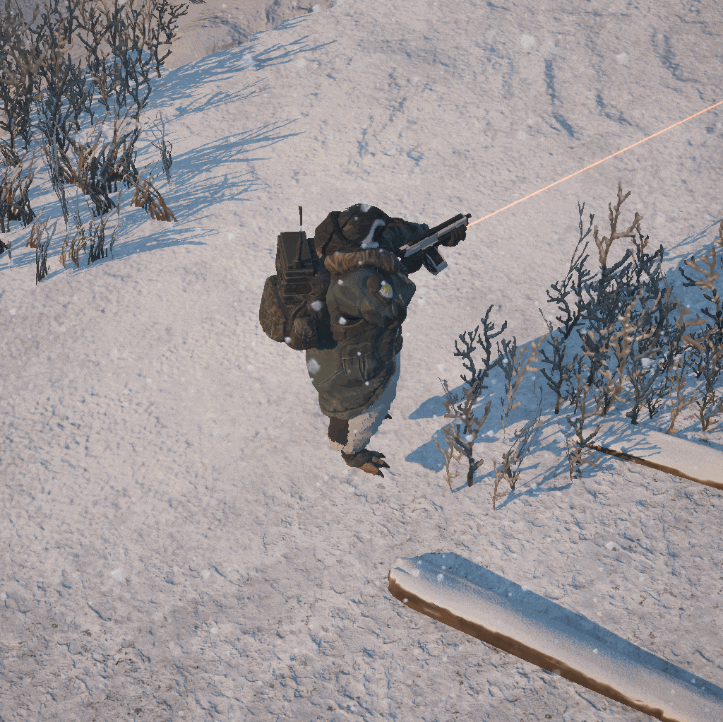 Kutta running with gun drawn